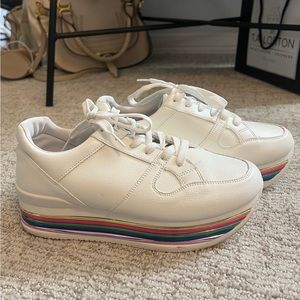 Quipid White Sneakers - Rainbow